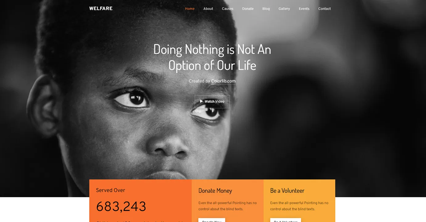 Charity Website Template (Black)